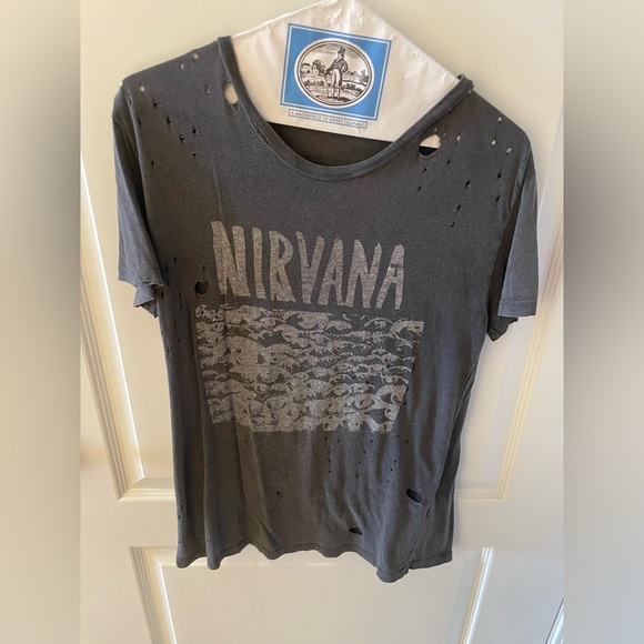 Brandy Melville Tops - Brandy Melville Faded Gray Distressed Nirvana Tee